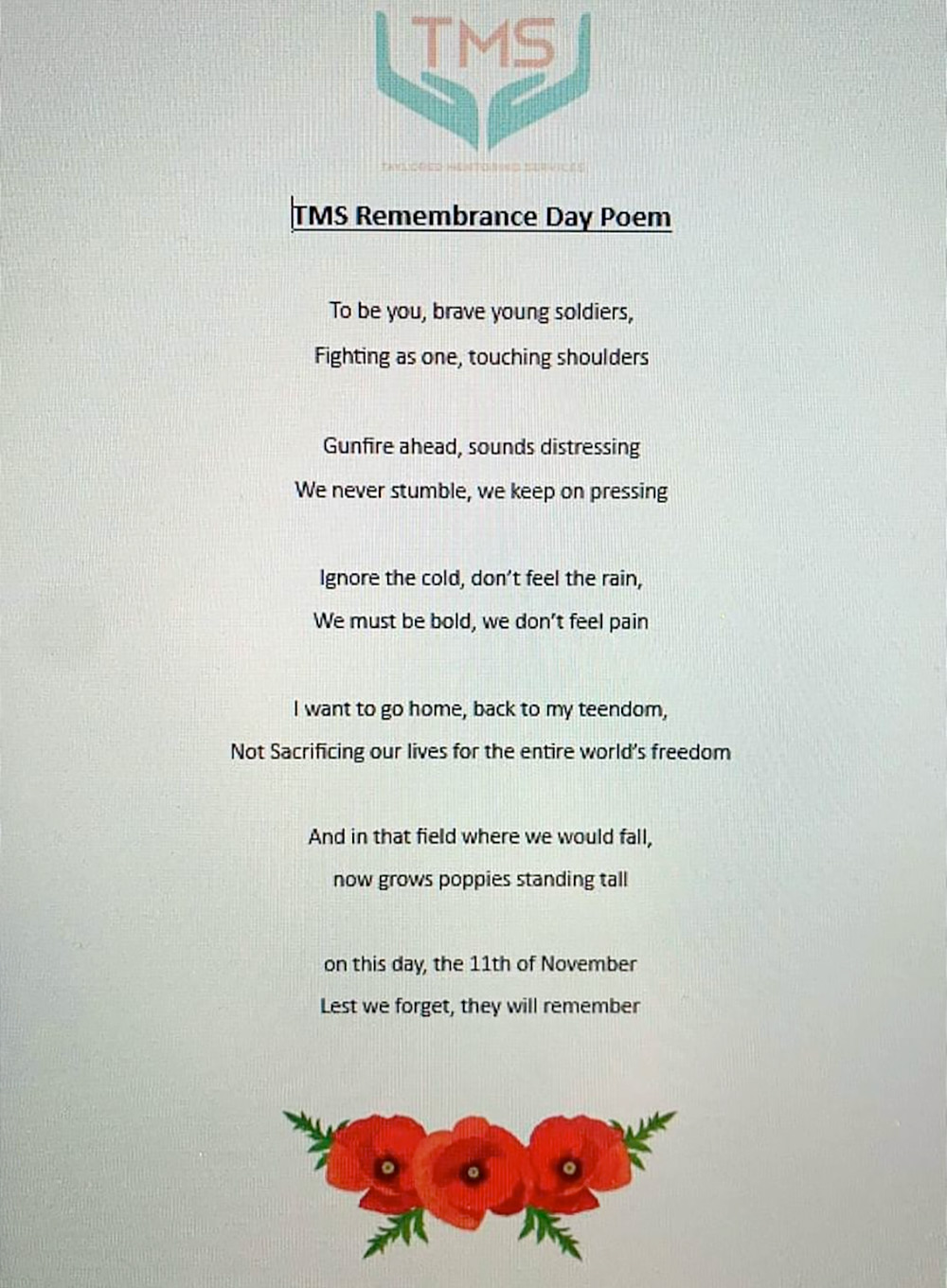 TMS Remembrance Day Poem